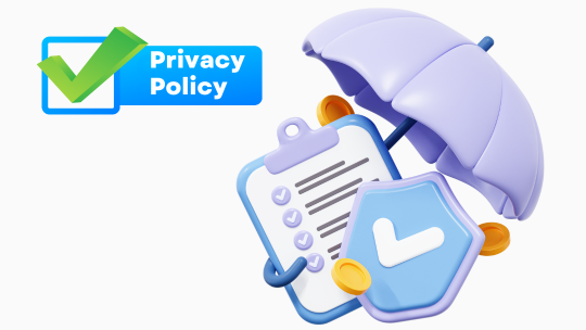 Privacy Policy শব্দ লেখা, ছাতার নিচে খাতায় গোপনীয়তা নীতি তালিকা — Bangali24